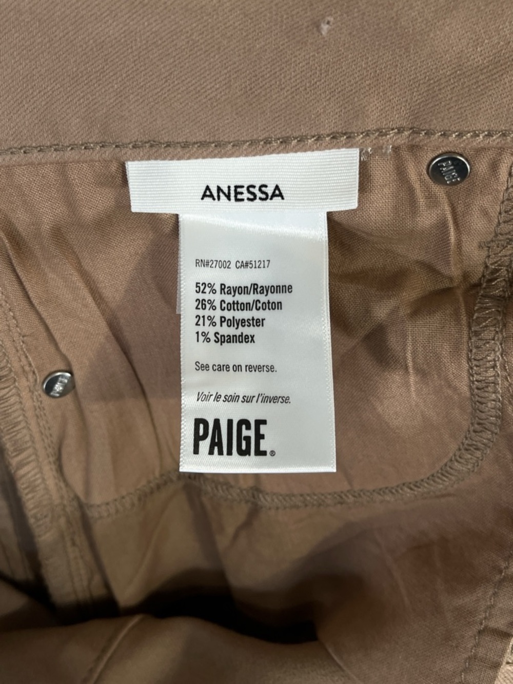 Paige Anessa Coated Wide Leg Jean size 26 in French Latte - Picture 6 of 8